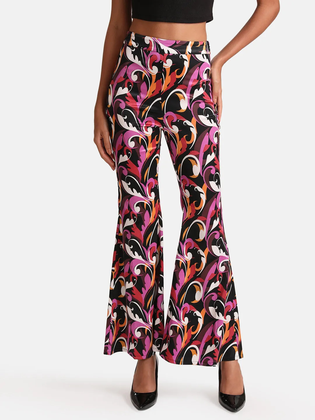 Abstract Printed Bell Bottom Pants