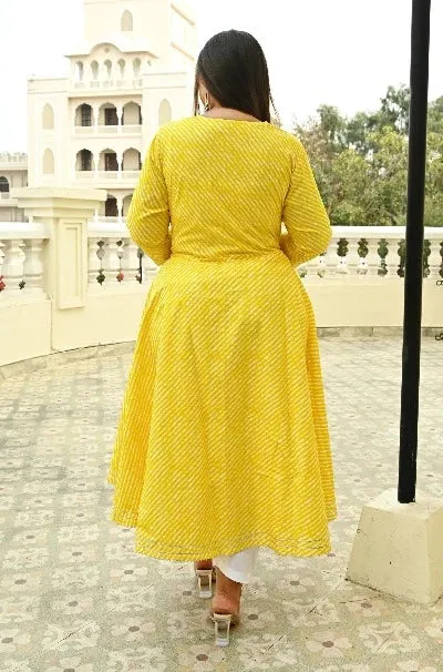 Anarkali Plus Size Yellow Kurti for women