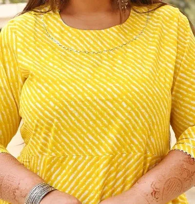 Anarkali Plus Size Yellow Kurti for women