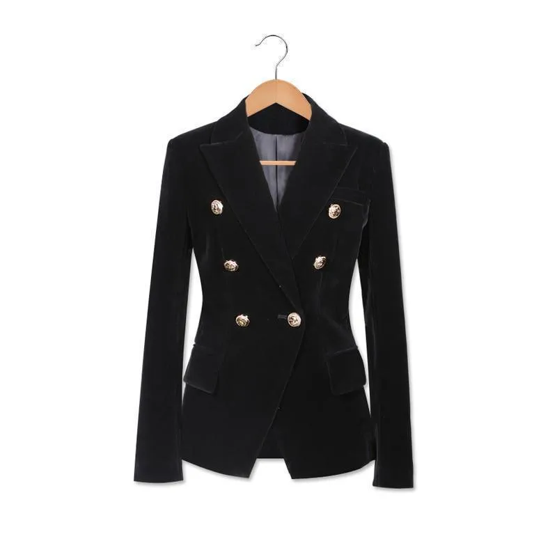 Aristocratic Velvet Blazer Women - Casual - Plain-Solid