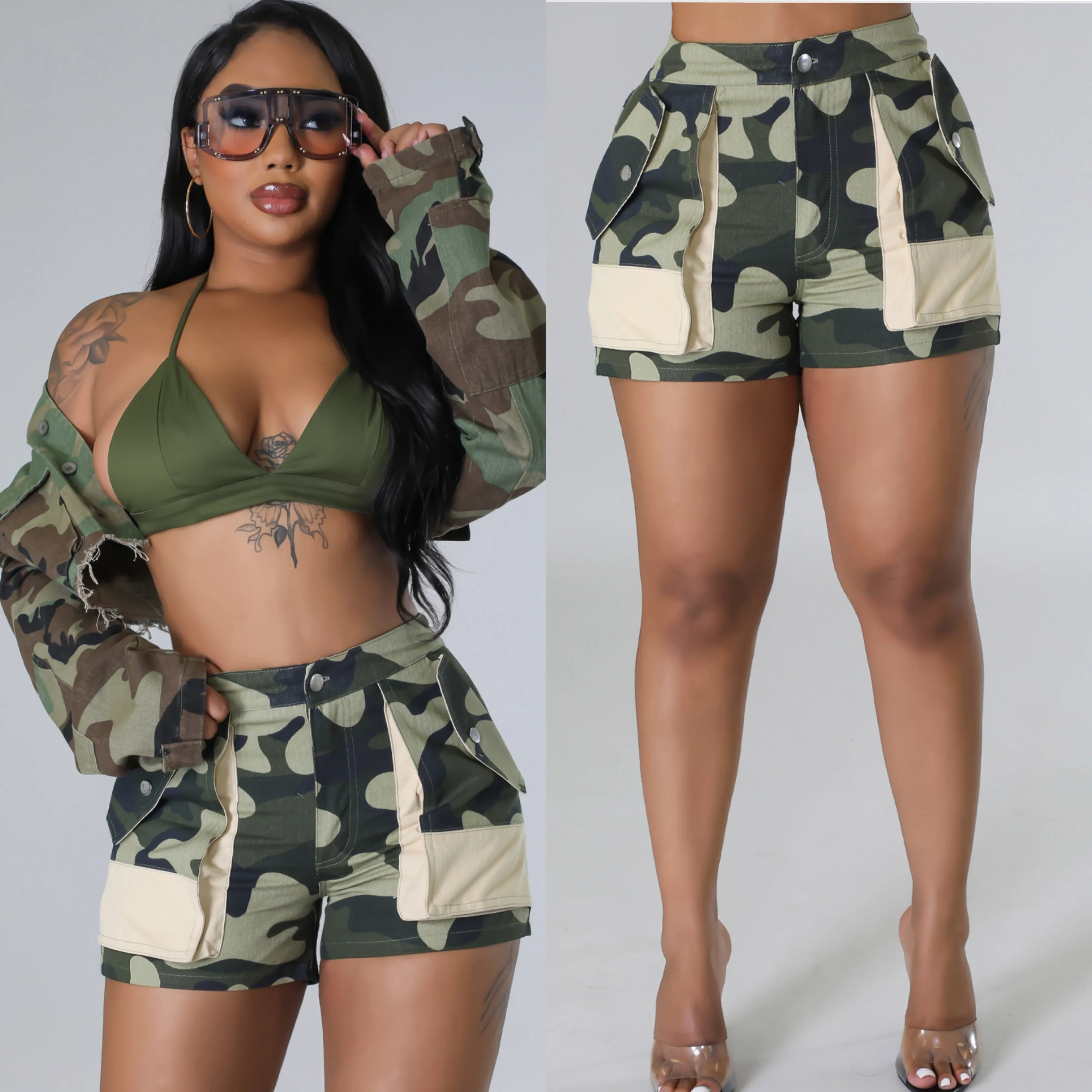 ARMY GIRLIE TAN POCKET WAIST Shorts