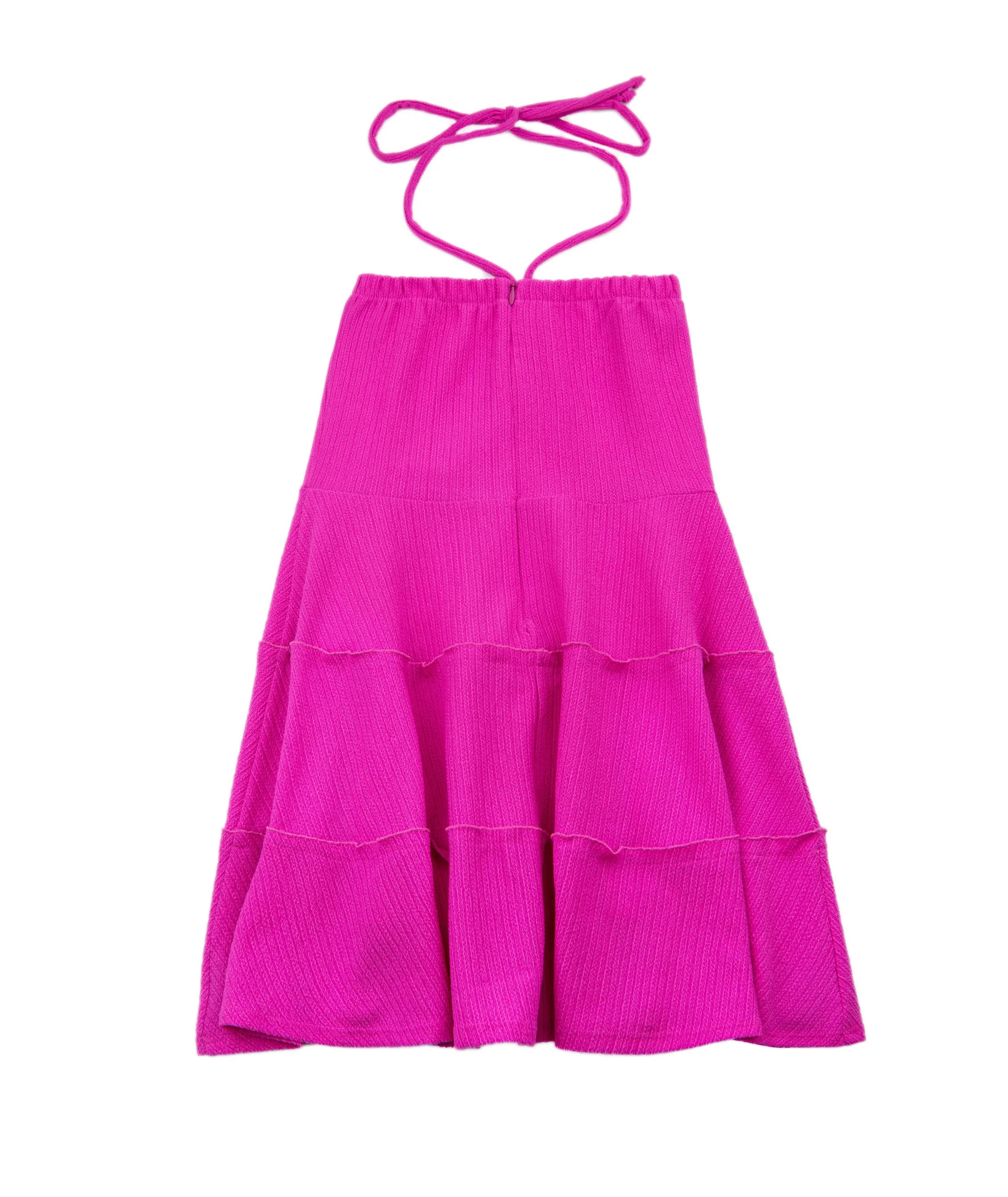 By Debra Girls Hot Pink Halter 3 Tier Dress