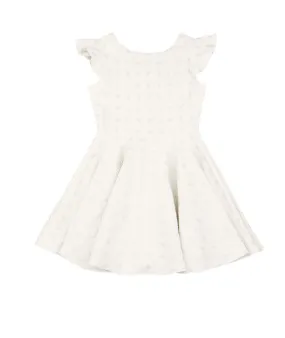 By Debra Girls White/Silver Flutter Sleeve Fit and Flare Dress