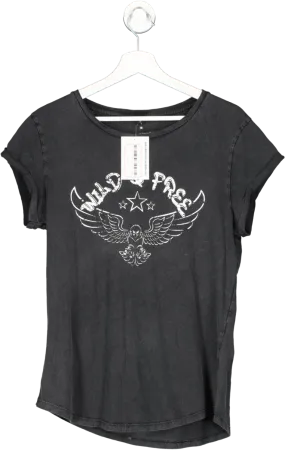 By Pollyanna Black Wild & Free Tee UK M