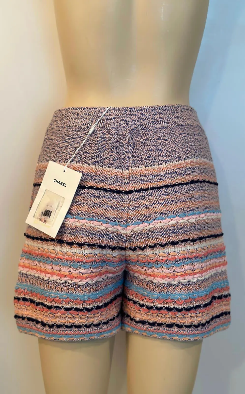 Chanel NWT 18P 2018 Spring Multicolor Stripe Woven Shorts FR 36 US 4/6