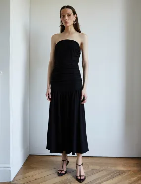 Claudia Ruched Strapless Maxi Dress