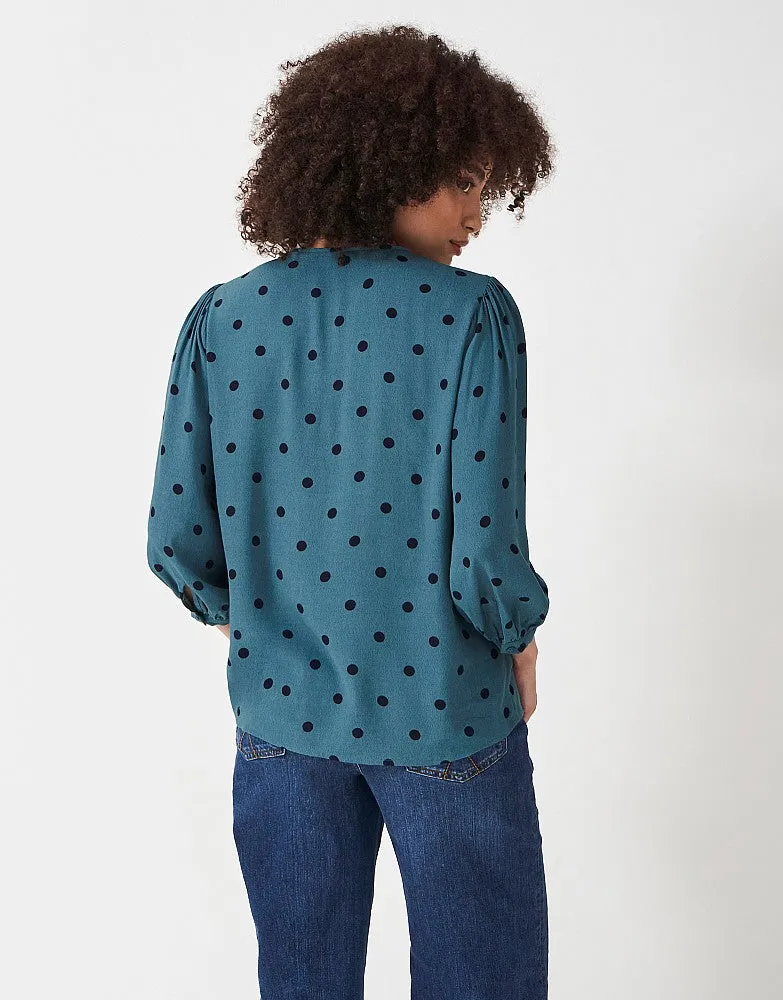 Crew Clothing - Ellen Blouse - Navy Polka Dot