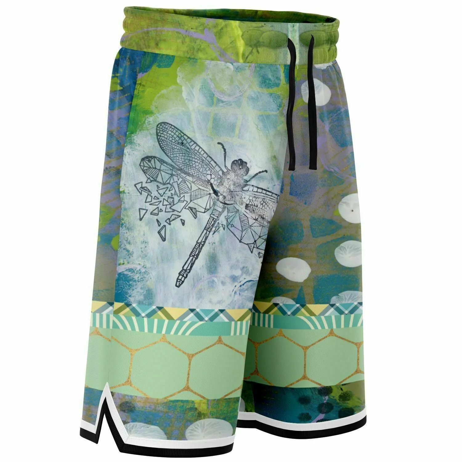 Dragonfly Abstract Print Basketball Shorts