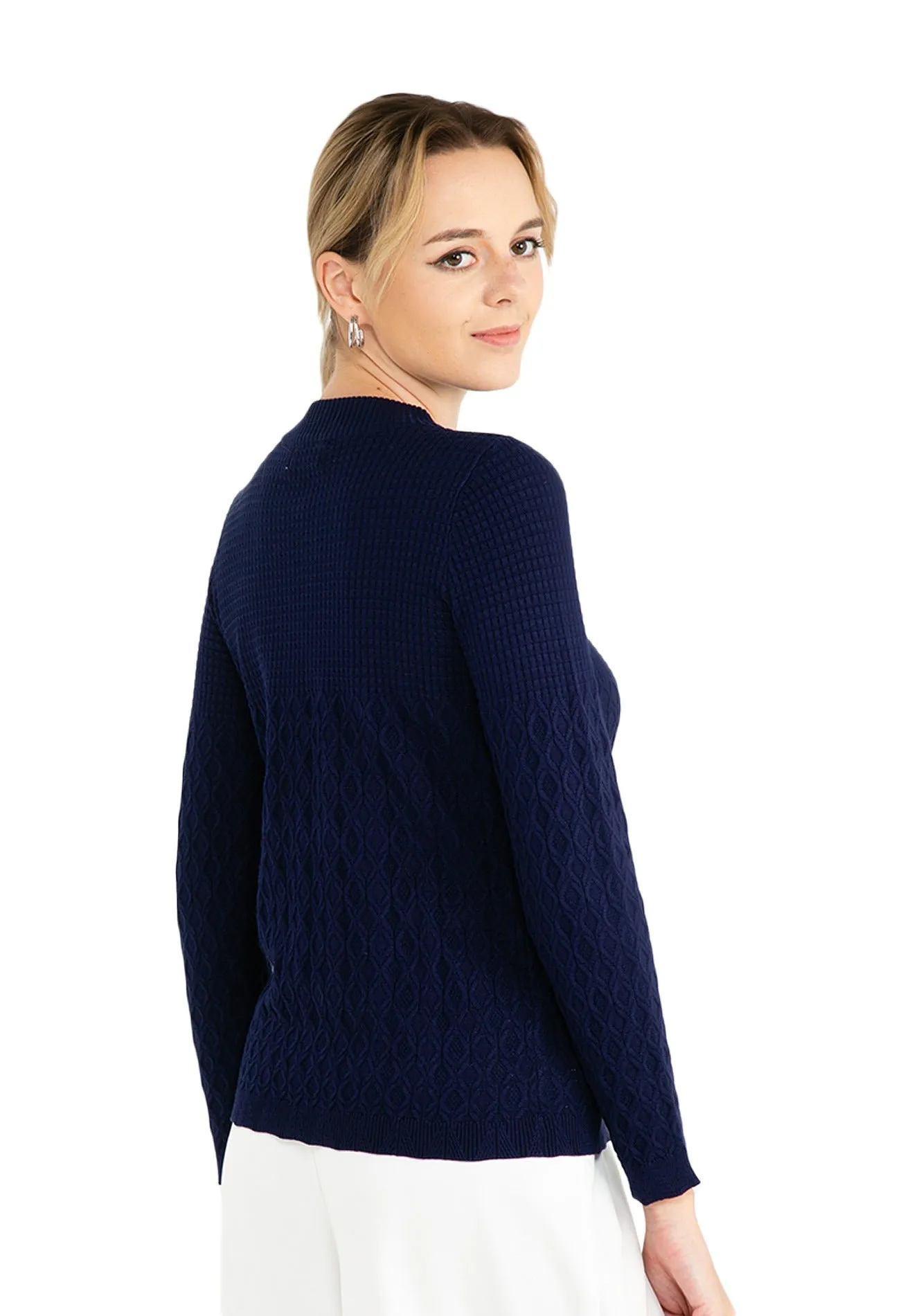 ELLE Apparel High Neck Yarn Knit Top