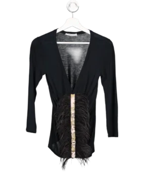 Emilio Pucci Black Ostrich Feather Frill Top UK 8