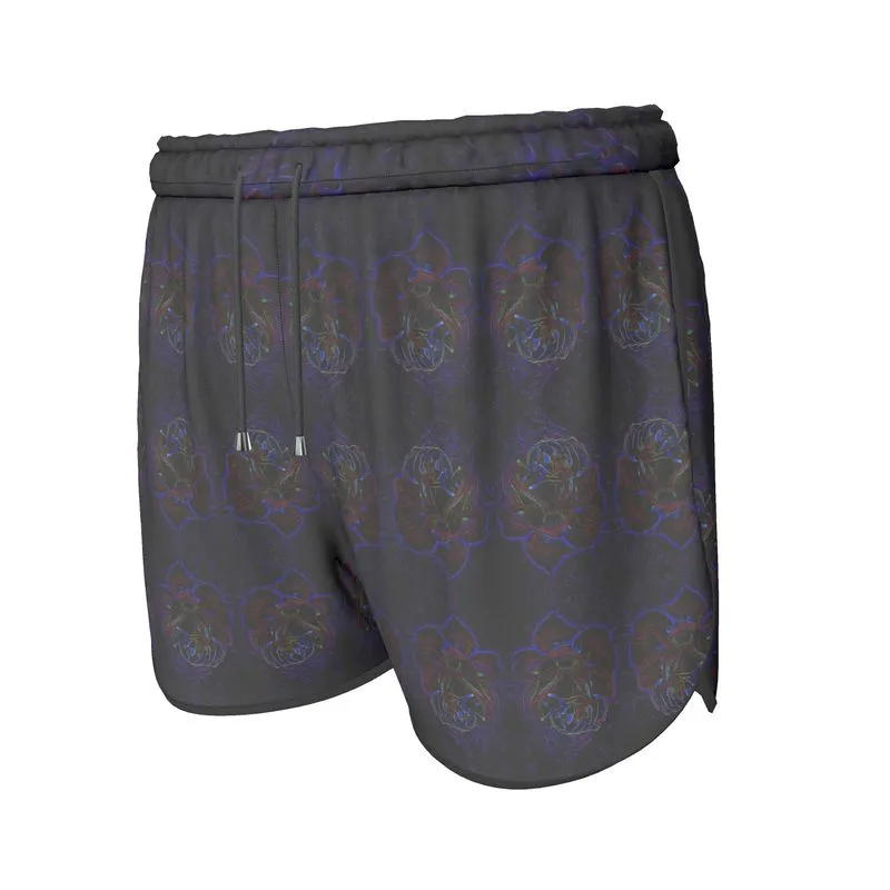 Floral Embosses: Roses 01 Patterned Ladies Designer Running Shorts