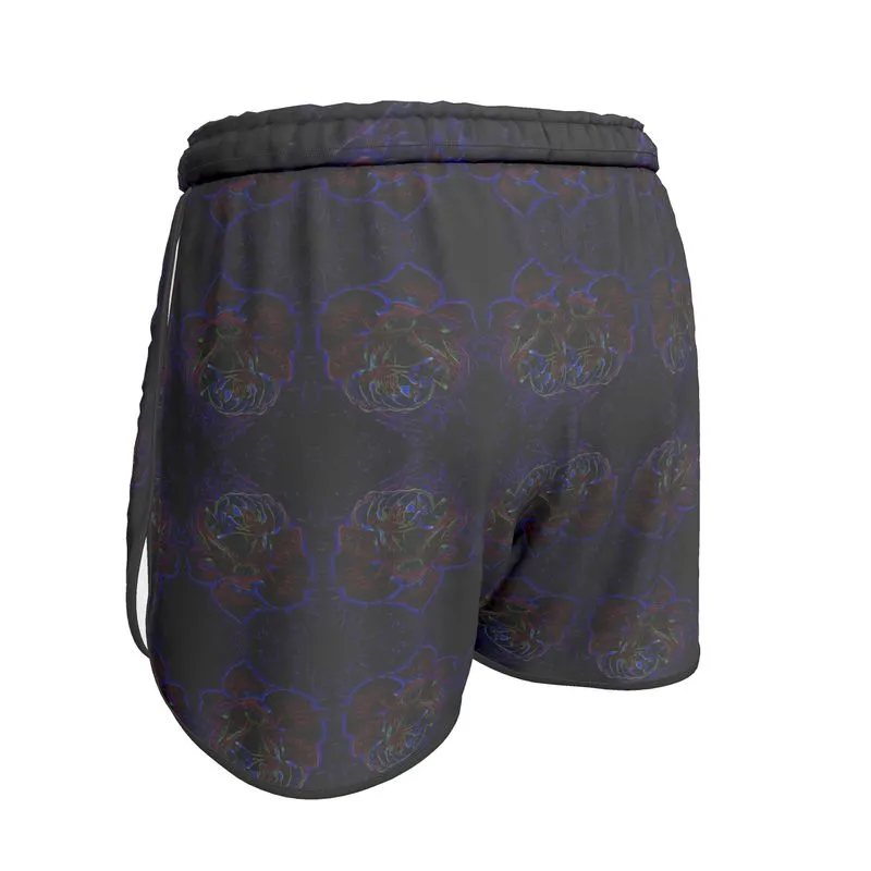 Floral Embosses: Roses 01 Patterned Ladies Designer Running Shorts