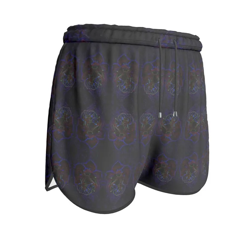 Floral Embosses: Roses 01 Patterned Ladies Designer Running Shorts