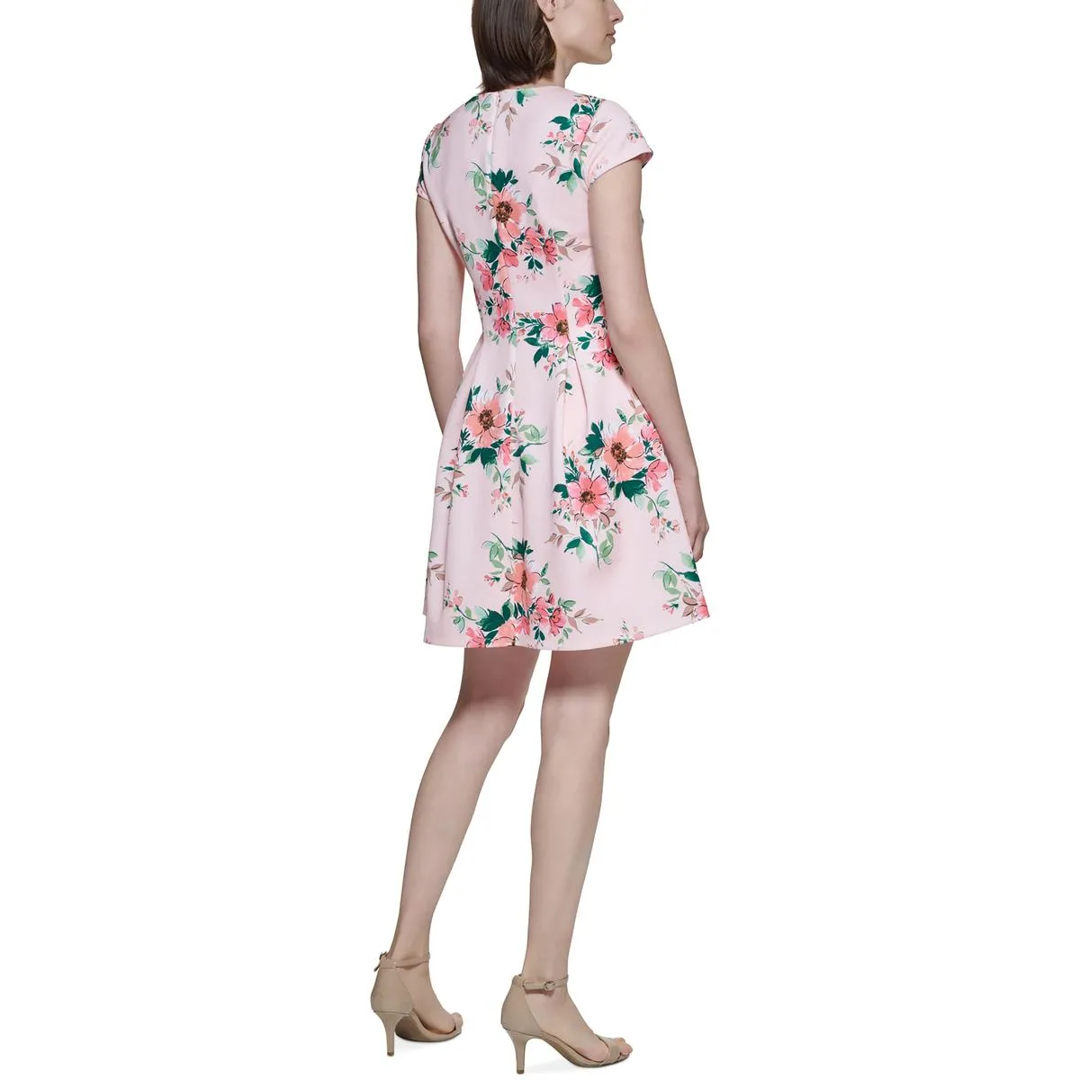 Jessica Howard Womens Petites Floral Print Mini Fit & Flare Dress