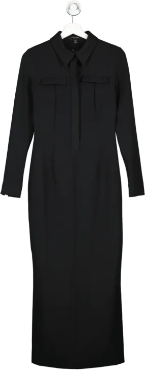 Karen Millen Black Tailored Compact Stretch Shirt Midi Dress UK 8