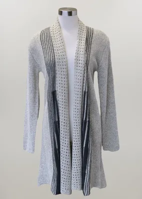 'Keren Hart' Long Sleeve Knit Duster - Heather Grey / Tan / Black (ext. sizes)