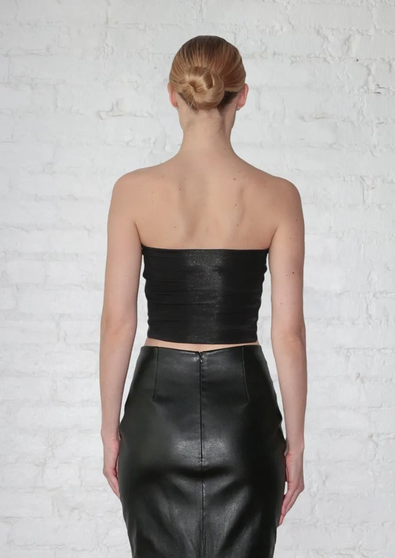 Linear Top in Stretch Leather