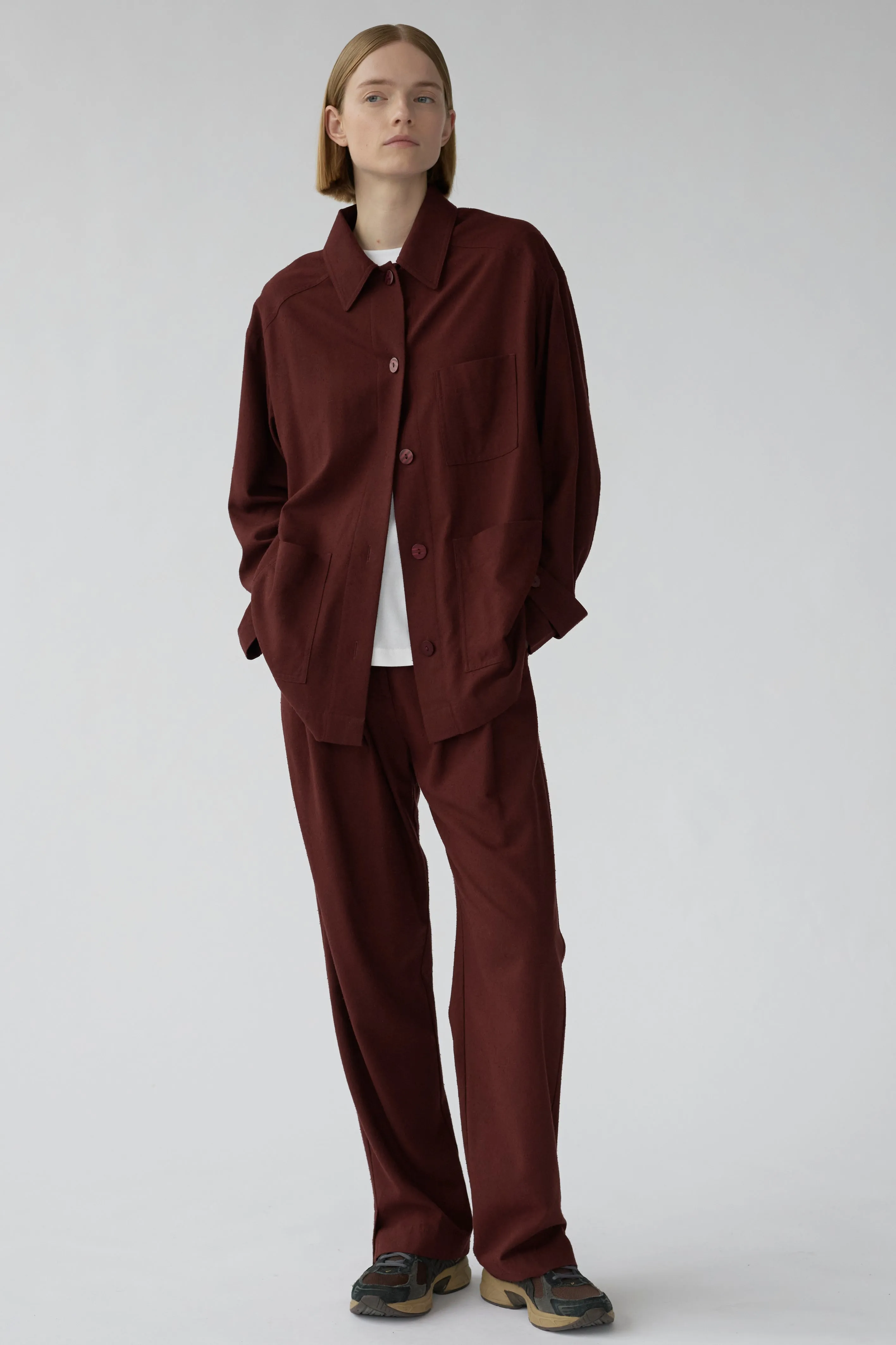 MARA JACKET - BURGUNDY - RAW SILK