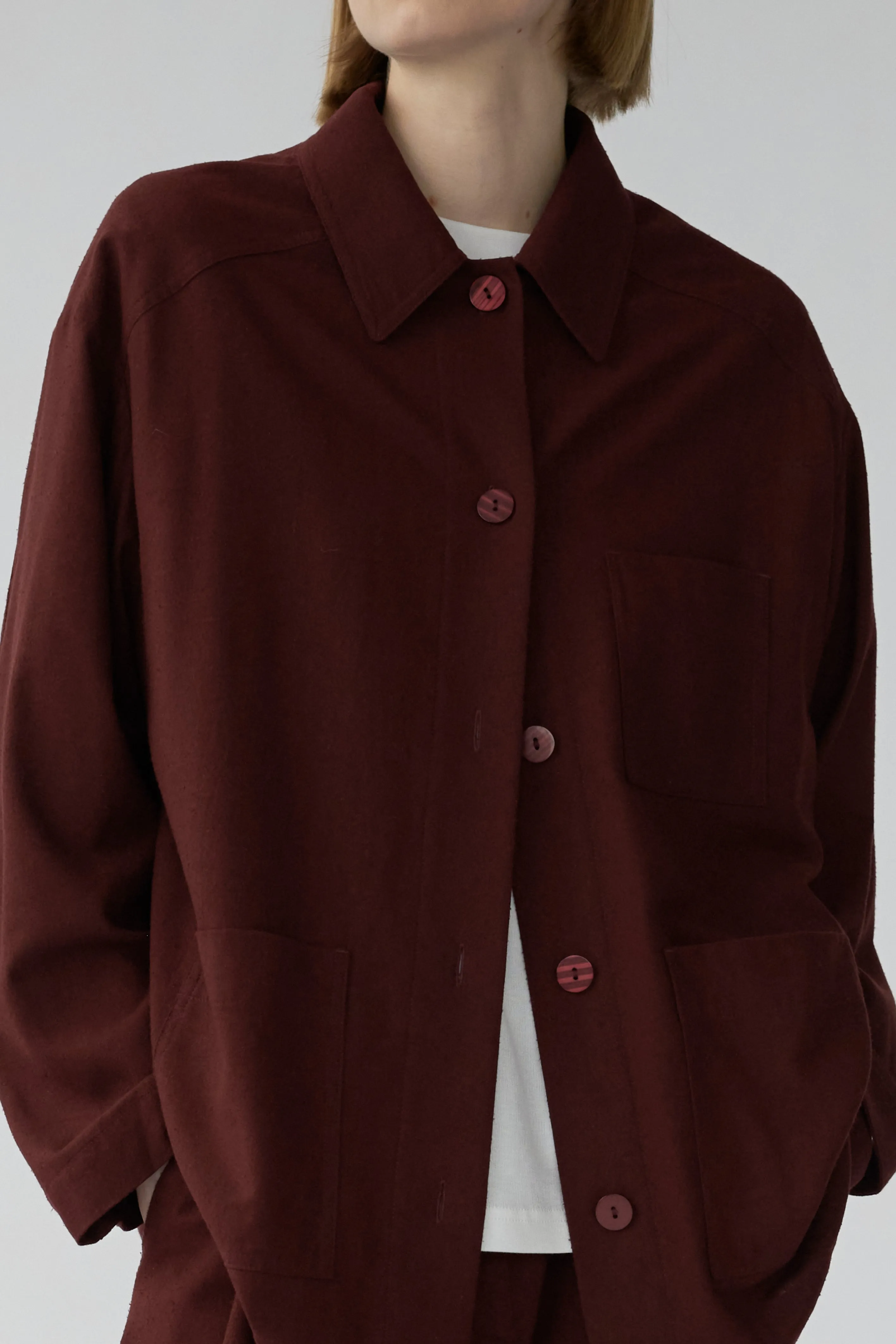 MARA JACKET - BURGUNDY - RAW SILK