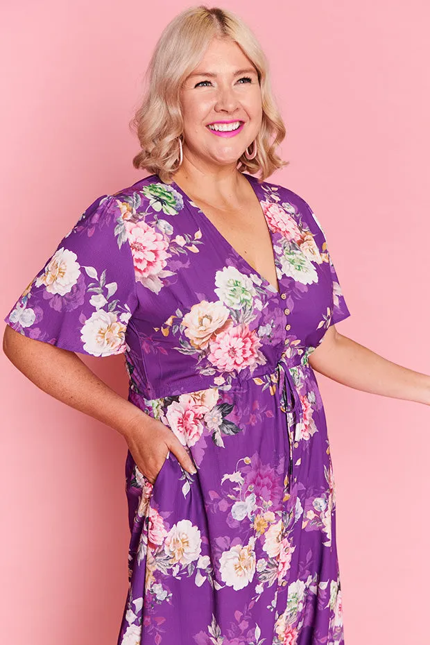 Marley Antique Purple Floral Dress