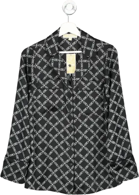 Michael Kors Black Graphic Print Long Sleeve Shirt UK S