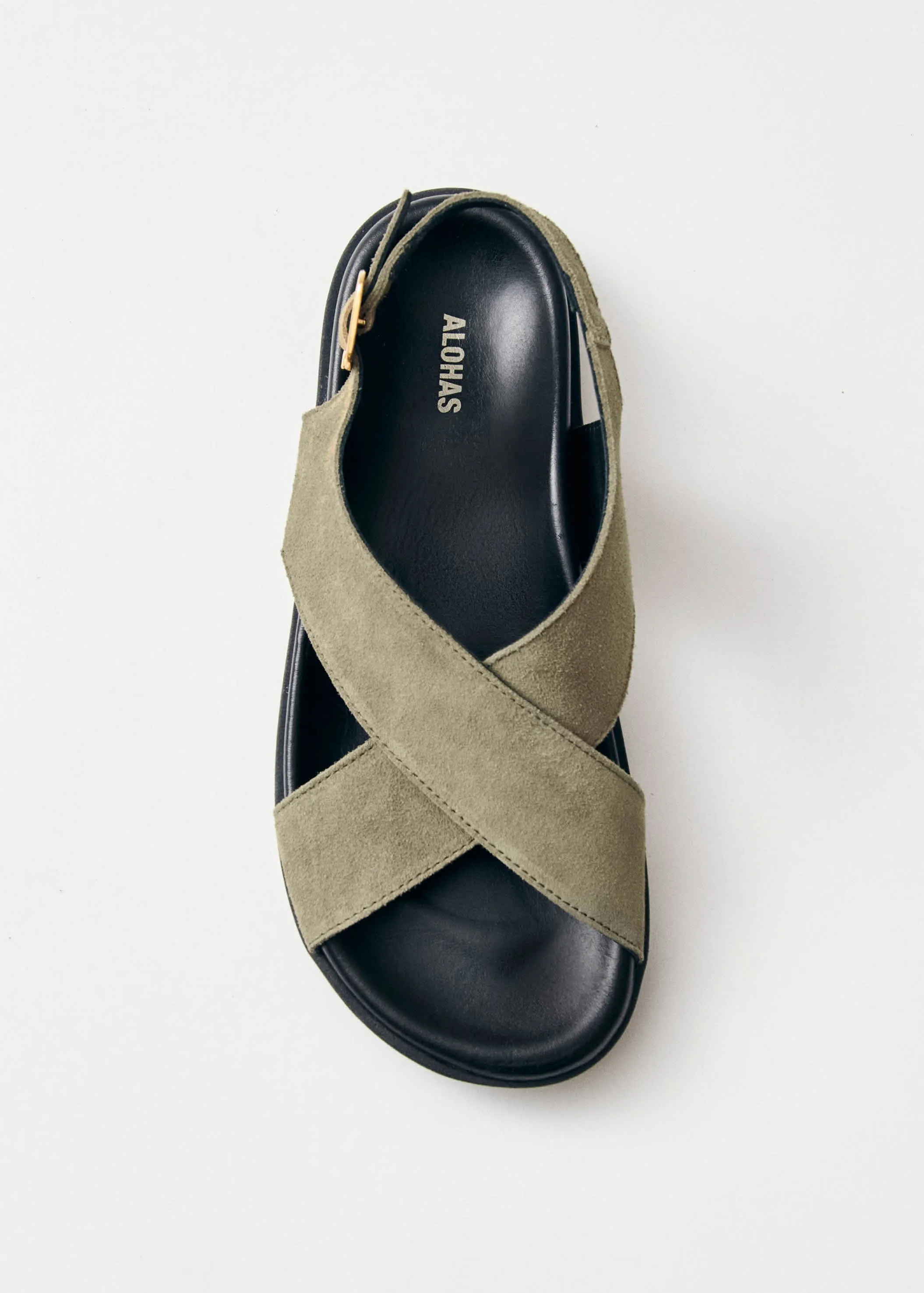 Nico Suede Khaki Leather Sandals