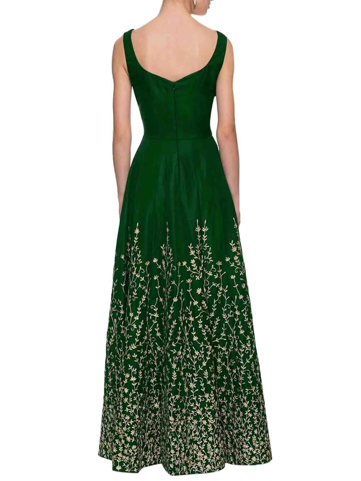 Odette Women Modern Green Semi Stitched Gown