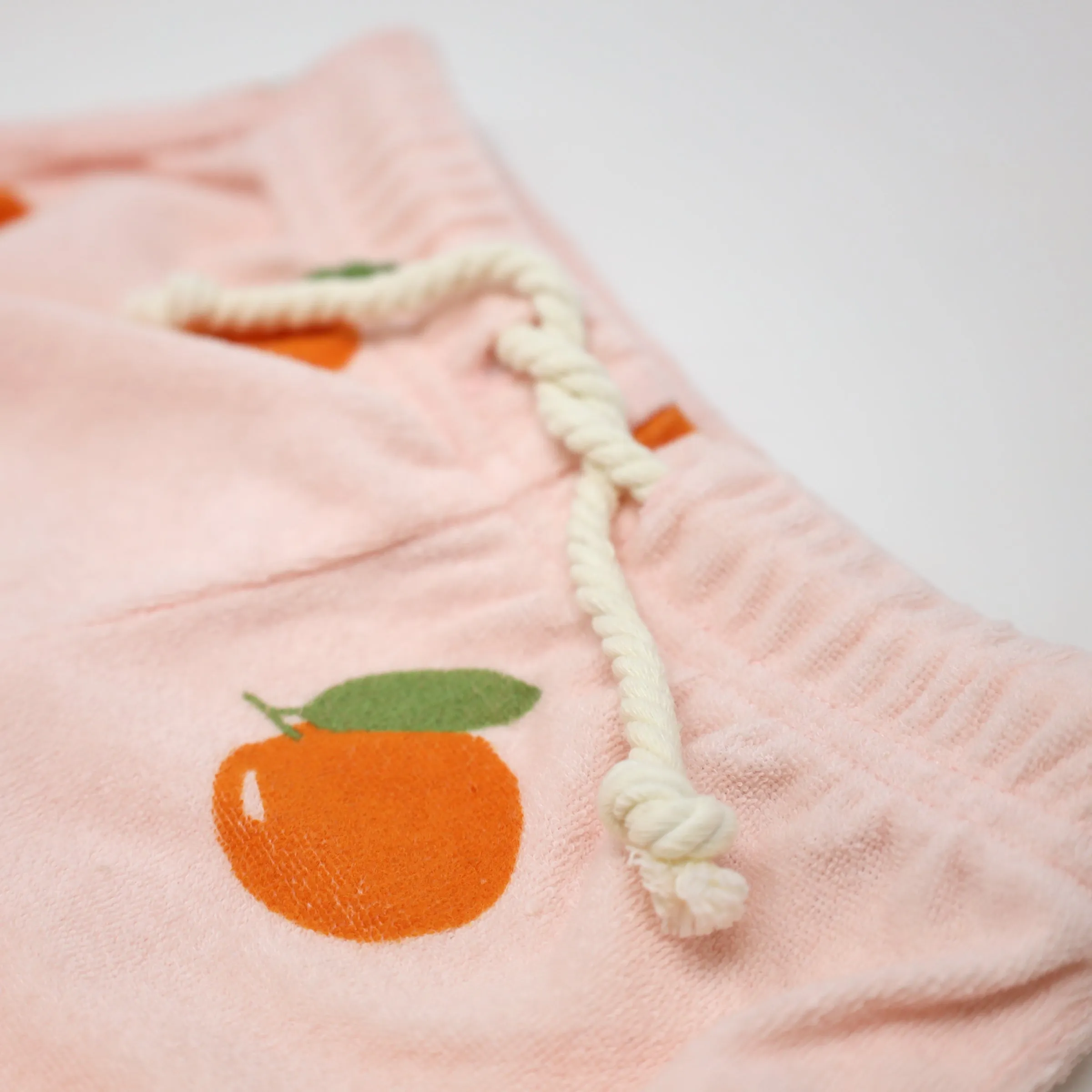 oh baby! Cotton Terry Drawstring Track Shorts - Oranges Print - Pale Pink