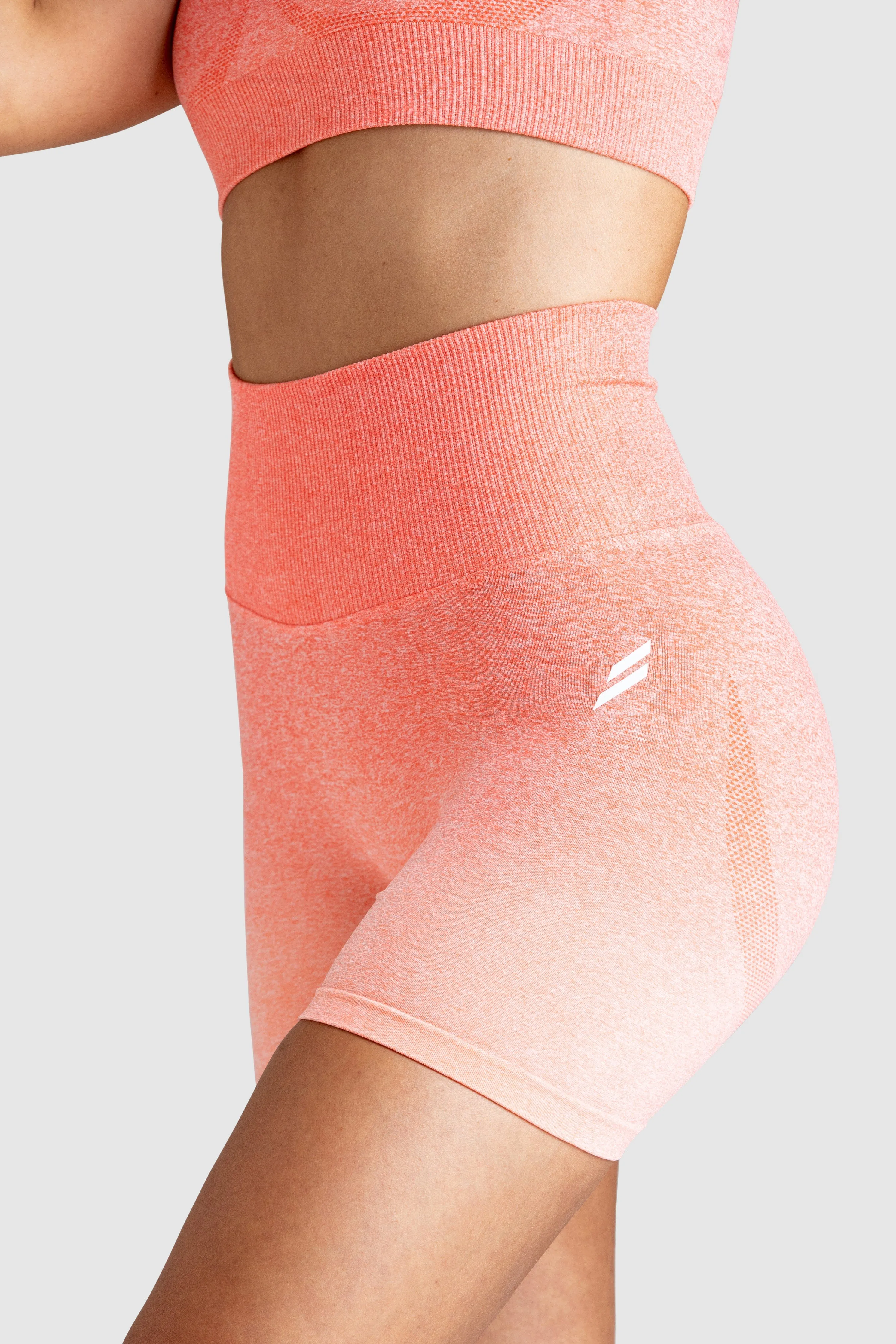 Ombre Scrunch Seamless Shorts - Coral