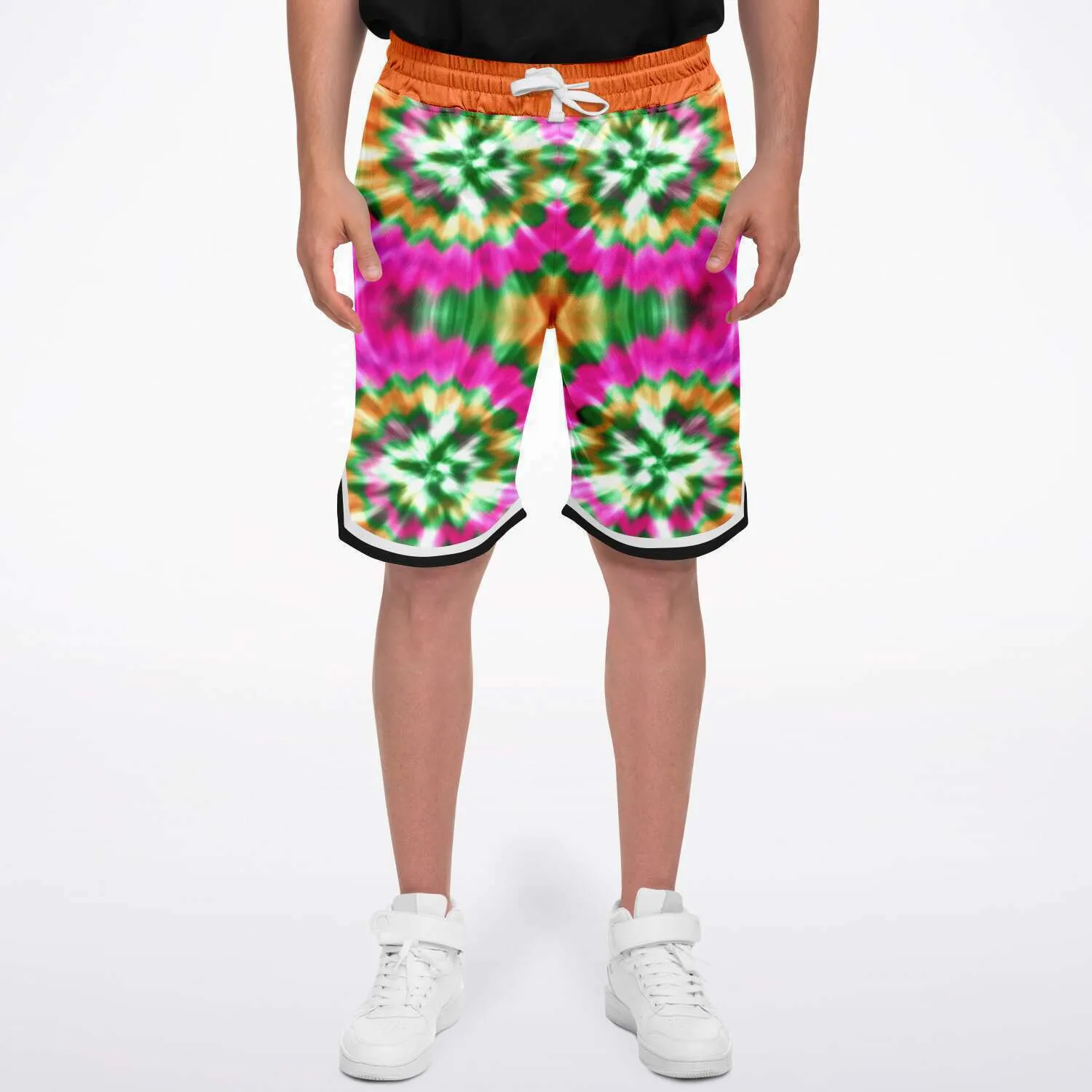 Orange Starburst Unisex Basketball Shorts