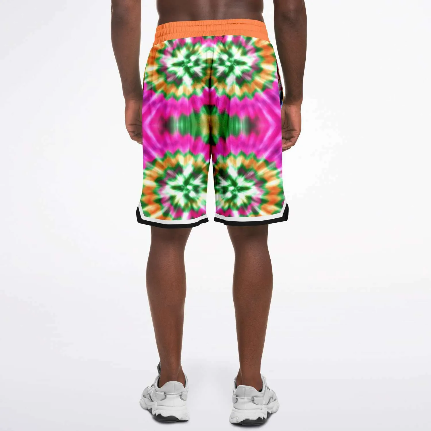 Orange Starburst Unisex Basketball Shorts