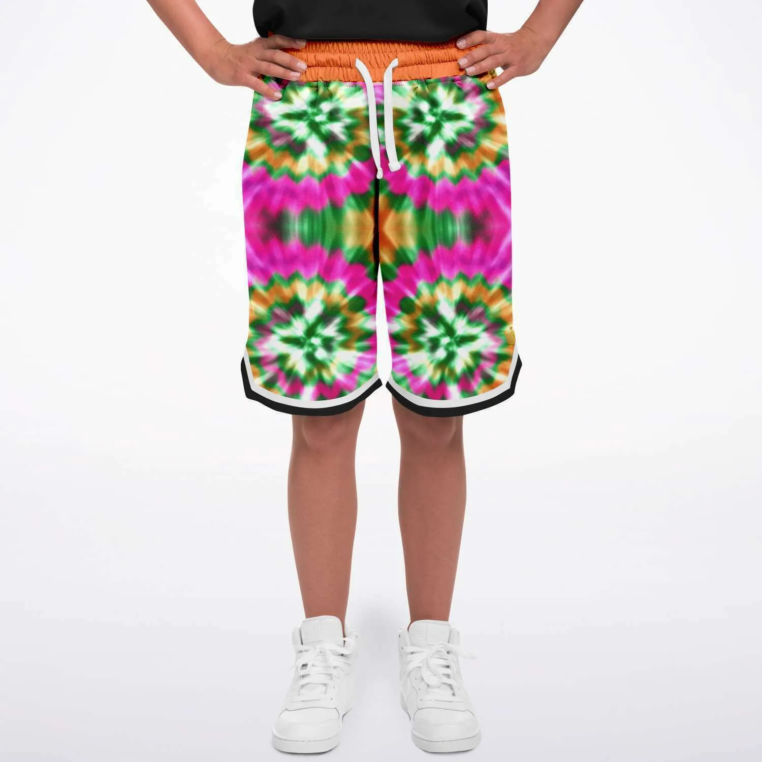 Orange Starburst Unisex Basketball Shorts