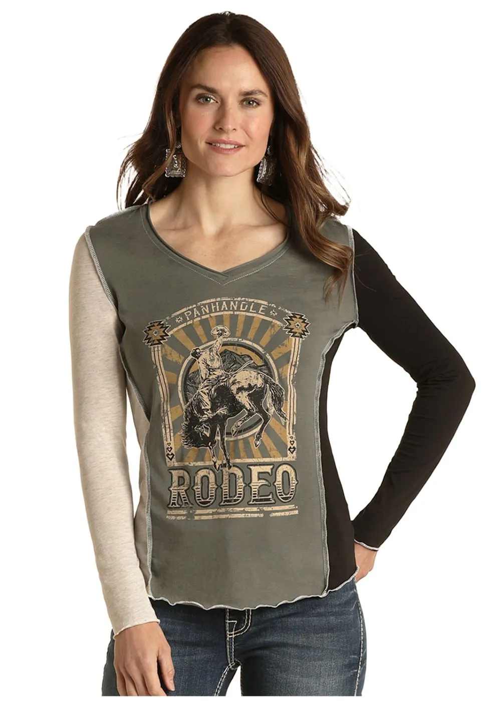 'Panhandle' Women's Princess Seam Rodeo Tee - Olive