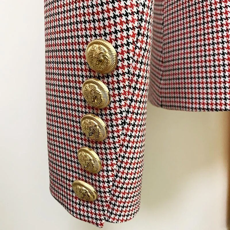 Pink Houndstooth Blazer Women - Formal-Business - Plaid