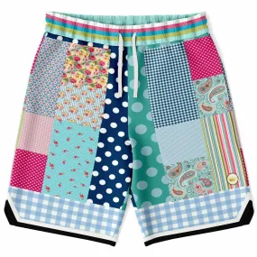 Pink Sherbert Patchwork Plaid Basketball Shorts