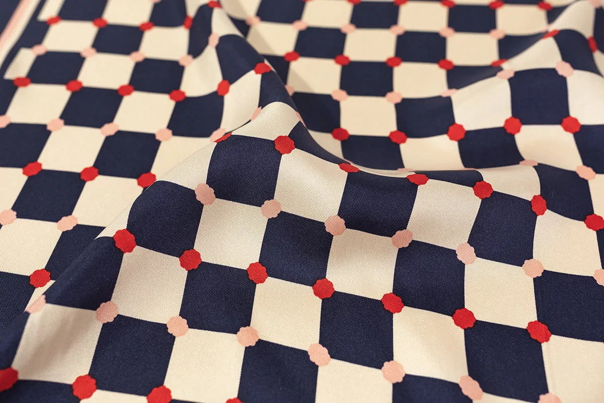 "Checkerboard" Silk  Bandana