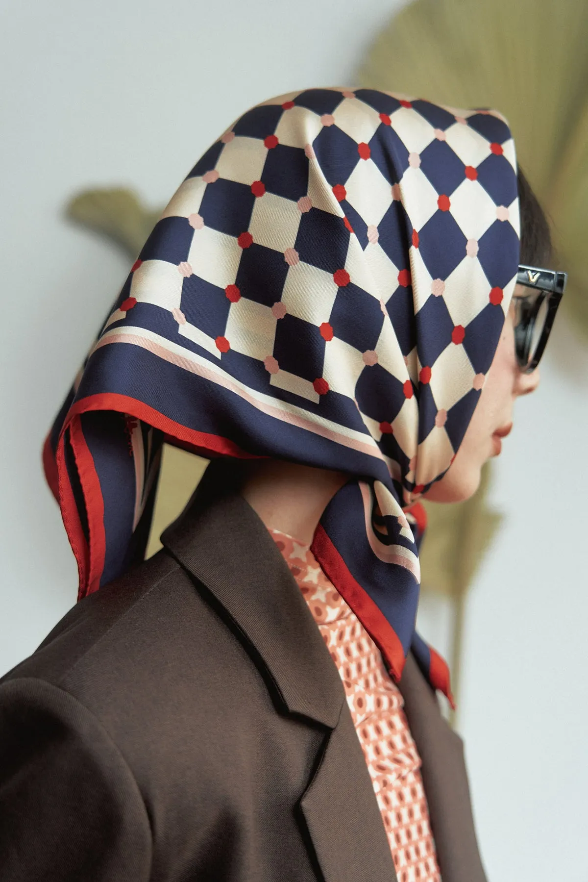 "Checkerboard" Silk  Bandana