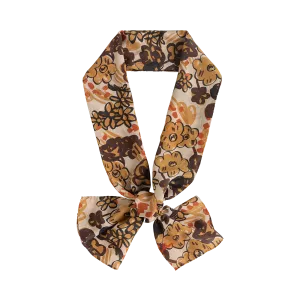 "Garden Chic" Silk Crepe Scarf - Brown