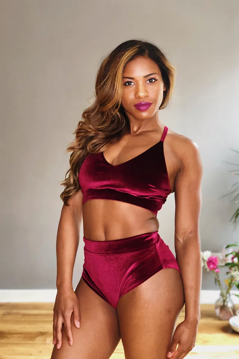 REV ACTIV High Waist Shorts - Wine Velvet