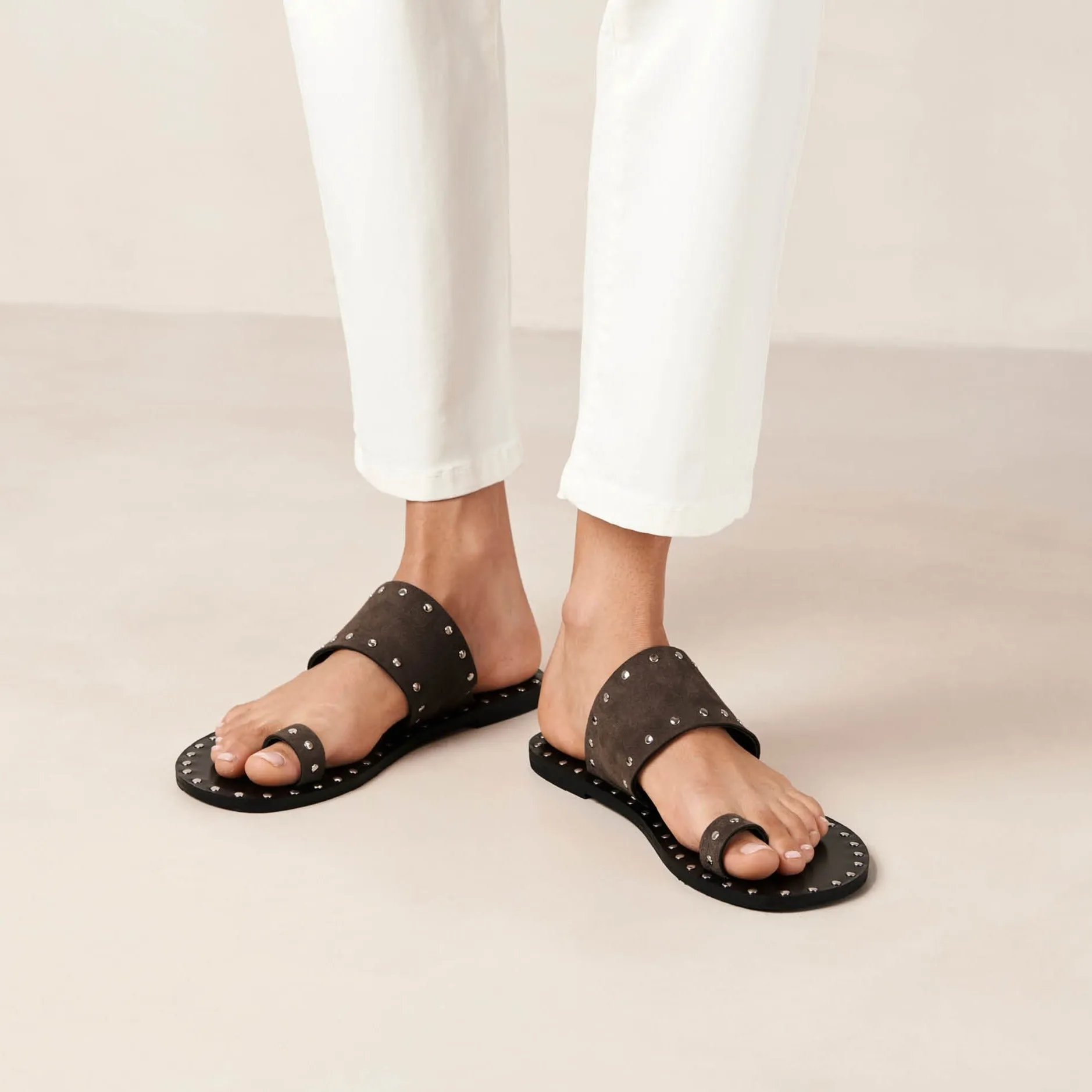 Riley Grey Leather Sandals