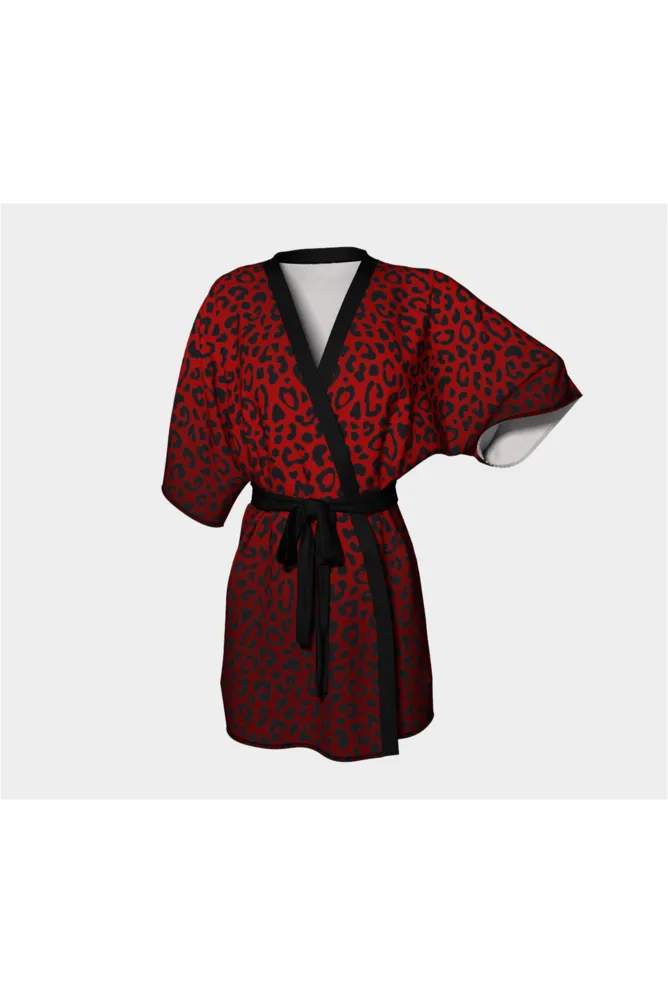 Rosy Leopard Print Kimono Robe