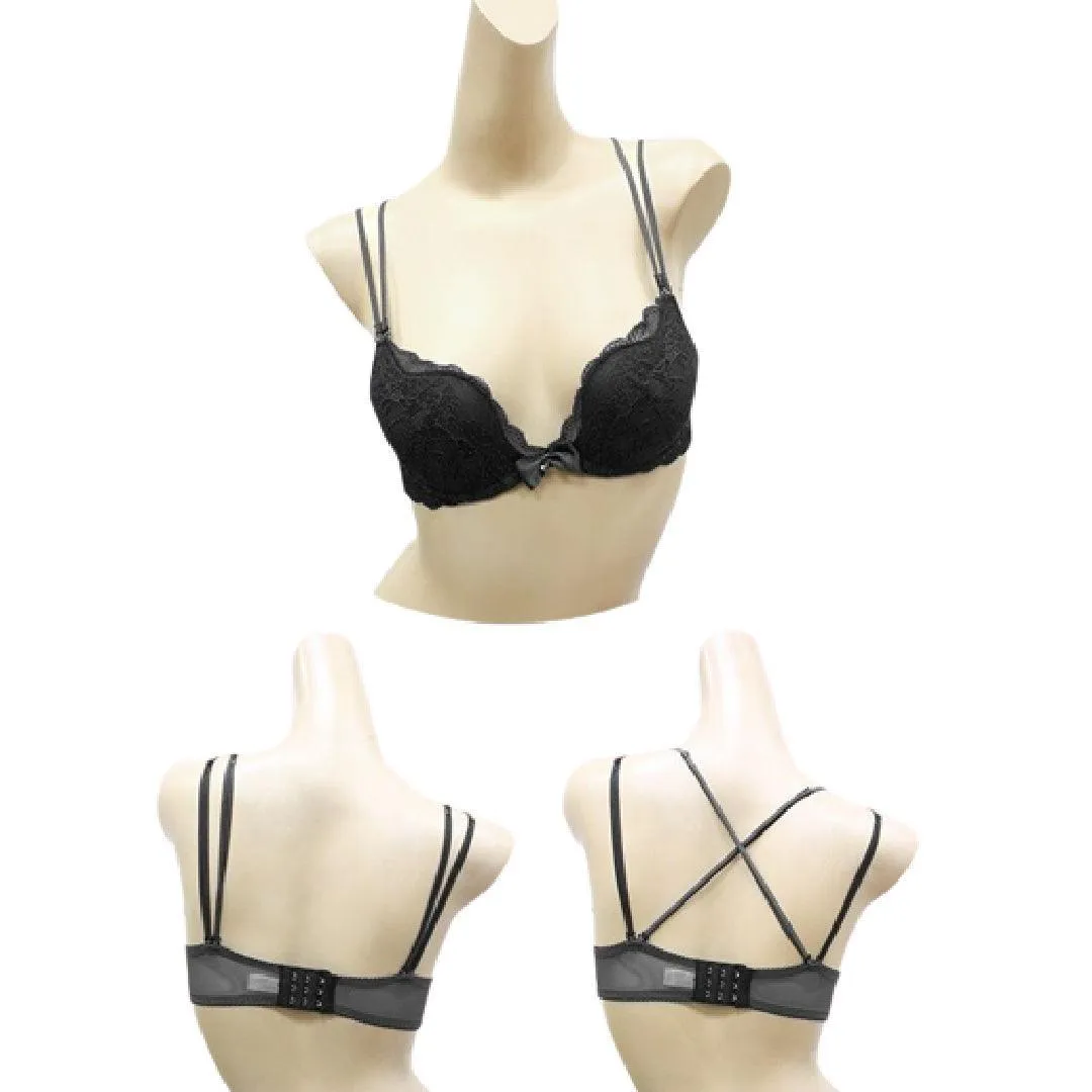 Sexy Push Up Bra & Panty Set Beautiful Back Sweet Lace Push up Bra Panty Set