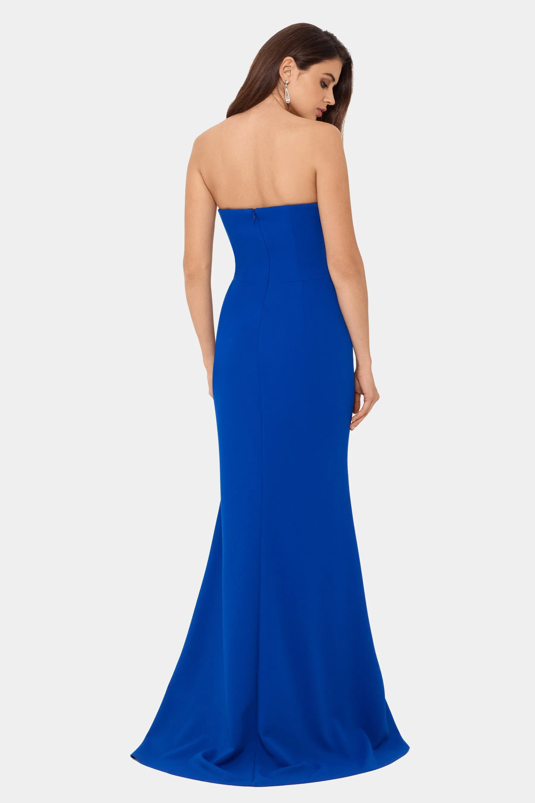 Strapless Scuba Slit Gown