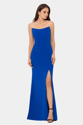 Strapless Scuba Slit Gown