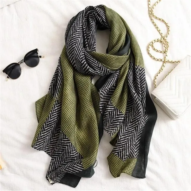 Luxury Striped Cotton Women’s Scarf - Lightweight, Breathable, and Stylish Accessory for Every Season