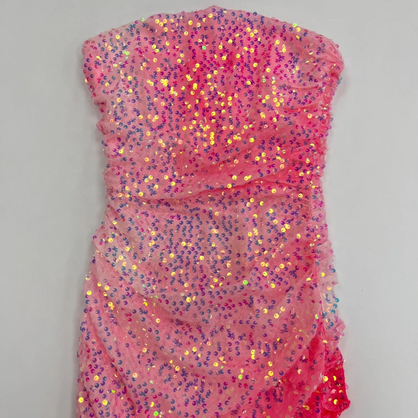 Tie Dye Sequin Embellised Strapless Mini Dress