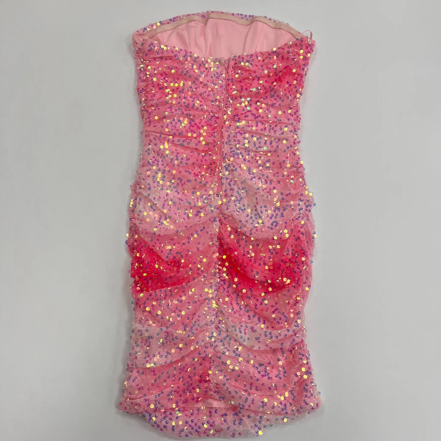 Tie Dye Sequin Embellised Strapless Mini Dress