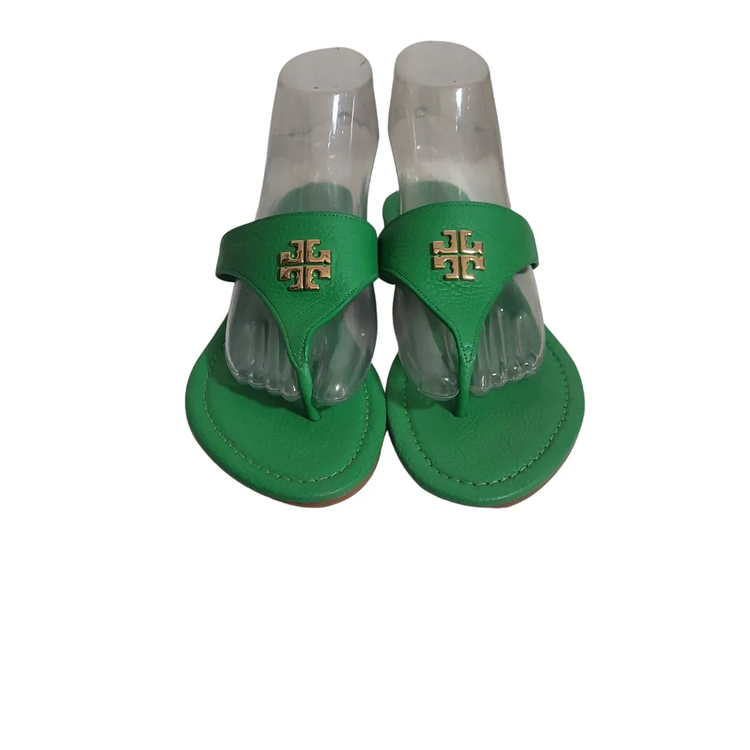 Tory Burch Green Leather 'JOLIE' Flat Sandals | Gently used |