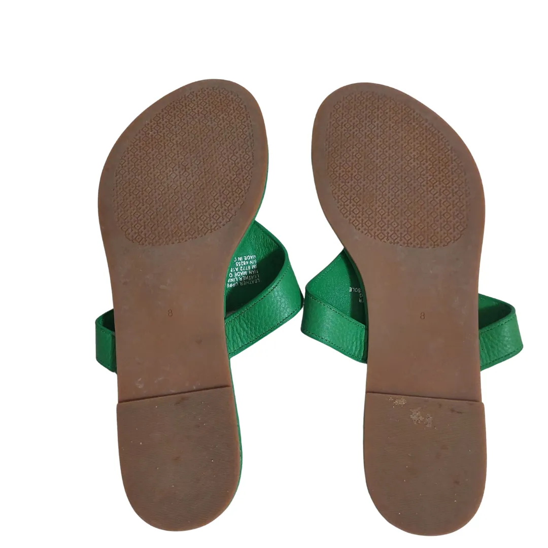 Tory Burch Green Leather 'JOLIE' Flat Sandals | Gently used |