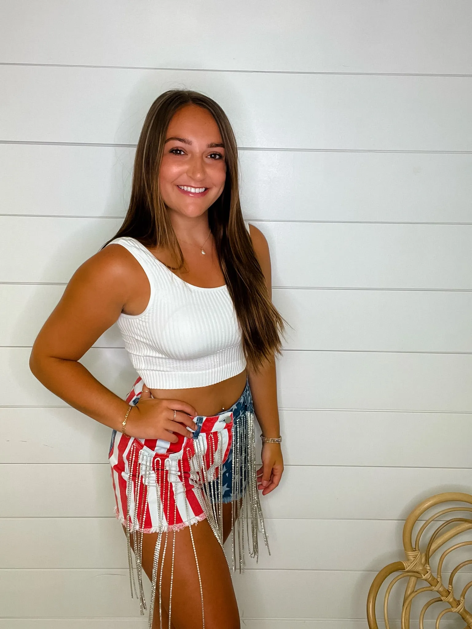 USA Flag Fringe Shorts